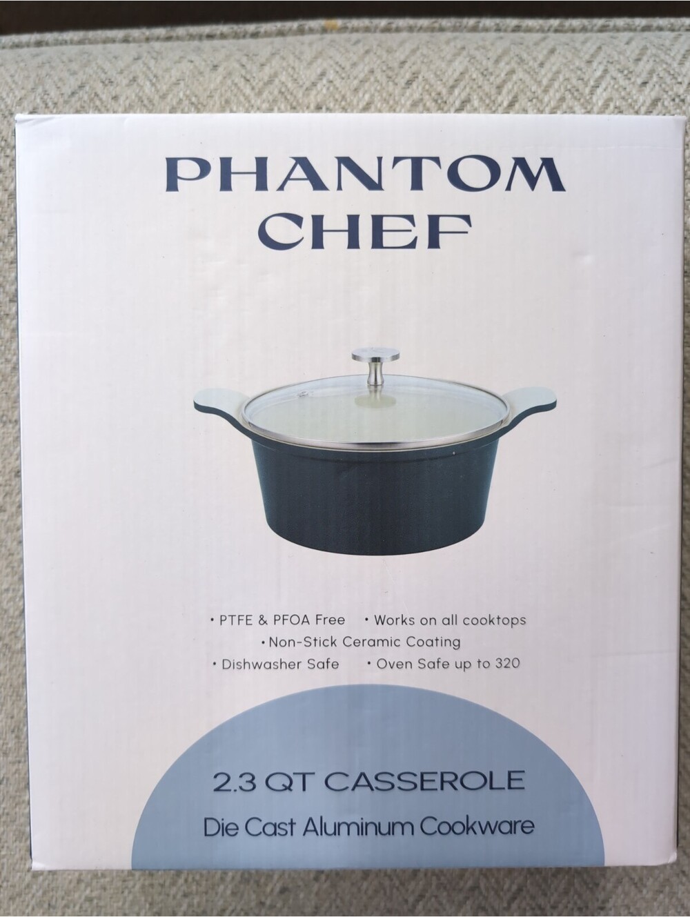 New 2.3 Qt Casserole Die Cast Aluminum Cookware Dark Blue No PTFE/PFOA